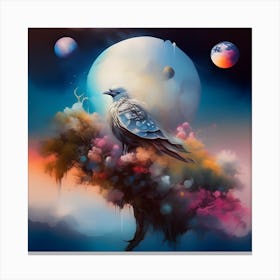 Crow near the moon Canvas Print