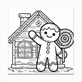 Gingerbread House Coloring Page Canvas Print