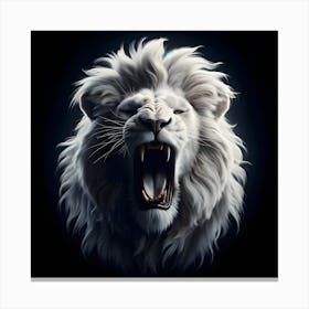 Portrait of white Lion Roaring Canvas Print