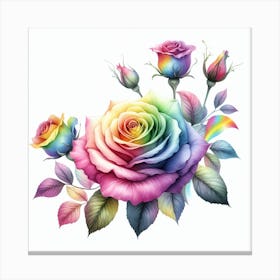 Rainbow roses Canvas Print