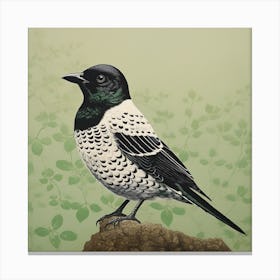 Ohara Koson Inspired Bird Painting Cowbird 3 Square Canvas Print
