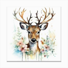 Deer Watercolor Painting Canvas Print