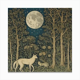 William Morris Print Night Forest Moon 3 Canvas Print