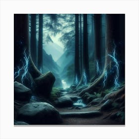 Lightning In The Forest Canvas Print