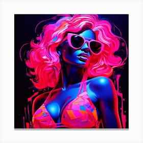 Abstract Neon Pink Bikini Woman Canvas Print