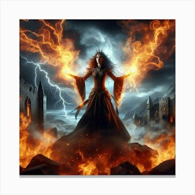 Witch On Fire Canvas Print