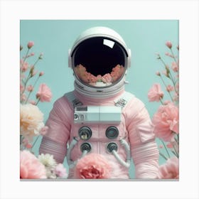 Astronaut & Flowers 2 Canvas Print
