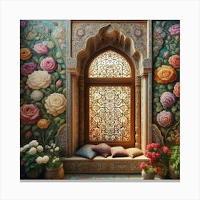 Roses In The Window 12 Canvas Print