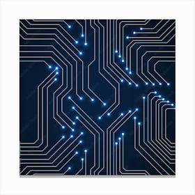 Seamless Pattern Of Glowing Circuit Board Neon Technology Canvas Print