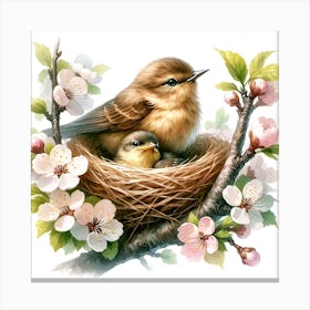 Birds In A Nest Canvas Print