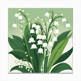 Lily of the Valley Modern-Retro White and Green Wild Flower Canvas Print