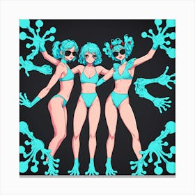 Three Girls In Bikinis 11 Canvas Print