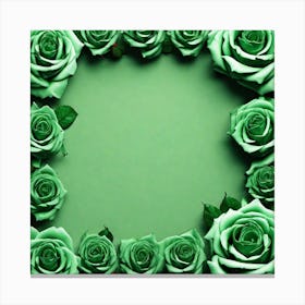 Green Roses Frame 8 Canvas Print