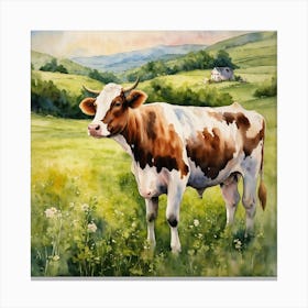 Cow In The Meadow Canvas Print