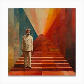 Man Standing On Stairs Canvas Print