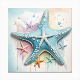 Starfish Watercolor Dripping Canvas Print