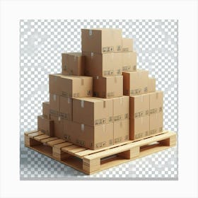 Cardboard Boxes On Pallets Canvas Print