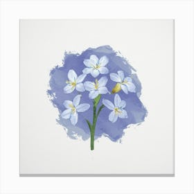 Watercolor Of Blue Flowers Canvas Print