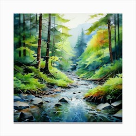 Watercolor Abstract Landscape Pisgah And Nantahala National Forests Studio Photography Canvas Print