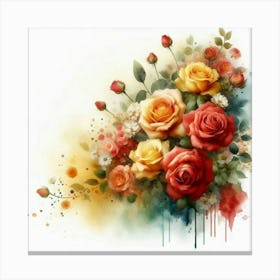 Watercolor design with beautiful roses oil painting abstract 15 Canvas Print