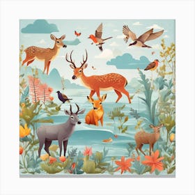 Deer In The Forest Canvas Print