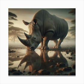 Rhino Watering Canvas Print