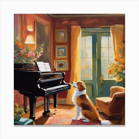 Dog At The Piano Canvas Print