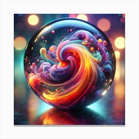 Colorful Swirl In A Glass Ball Canvas Print