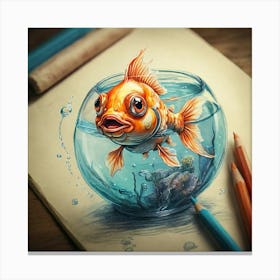 Goldfish In A Bowl 9 Canvas Print