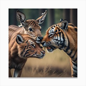 Tiger And Deer Canvas Print