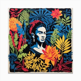 Frida Kahlo Mexican Lino Print Canvas Print