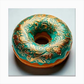 Firefly Ornate Turquoise Donut With Gold Floral Patterns 89606 (2) Canvas Print