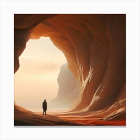 Man Standing In A Cave Canvas Print