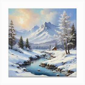 Winter Landscape Painting Art Print 1 Canvas Print