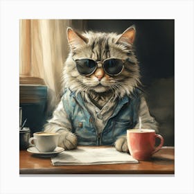 Cat With Sunglasses Canvas Print