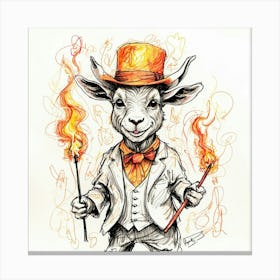 Goat With Torches Canvas Print