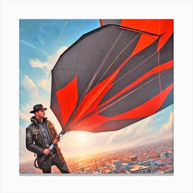 Man Flying A Parachute 1 Canvas Print