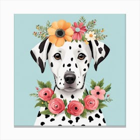 Floral Baby Dalmatian Dog Nursery Illustration (19) Canvas Print