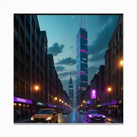 Modern Streetscape Rain and Radiance Canvas Print