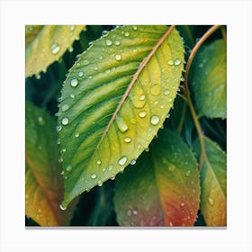 Autumn Leaves With Water Droplets Canvas Print