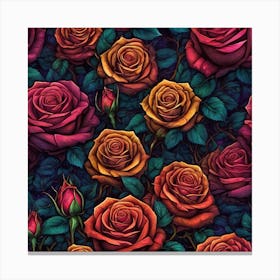 Roses Seamless Pattern 13 Canvas Print