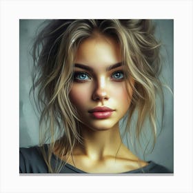 Portrait Of A Girl With Blue Eyes 6 Canvas Print