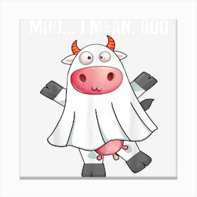 Moo I Mean Boo Pumpkin Moon Ghost Cow Halloween 1 Canvas Print