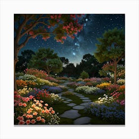 Starry Night In The Garden Canvas Print