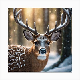 Deer In The Snow 6 Canvas Print