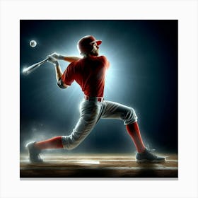 Baseball Player Swinging A Bat 1 Canvas Print