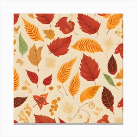 Autumn Leaves Seamless Pattern Canvas Print