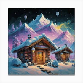Mountain village snow wooden 6 Canvas Print