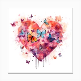 Heart With Butterflies Canvas Print