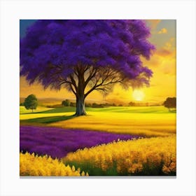 Purple Tree In A Field Canvas Print